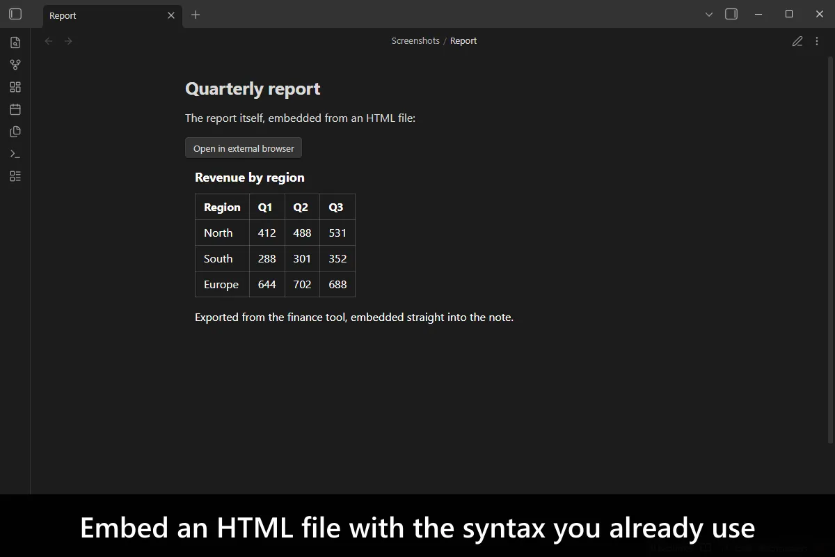 Embed HTML screenshot