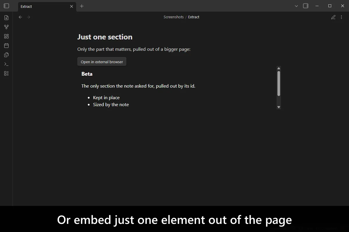 Embed HTML screenshot