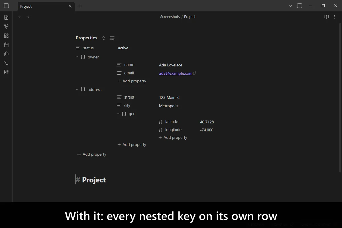 Nested Properties screenshot