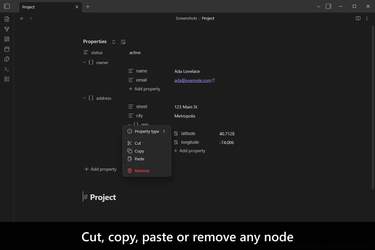 Nested Properties screenshot