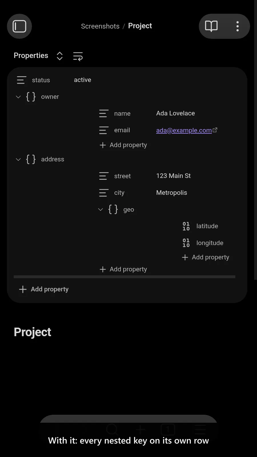 Nested Properties screenshot