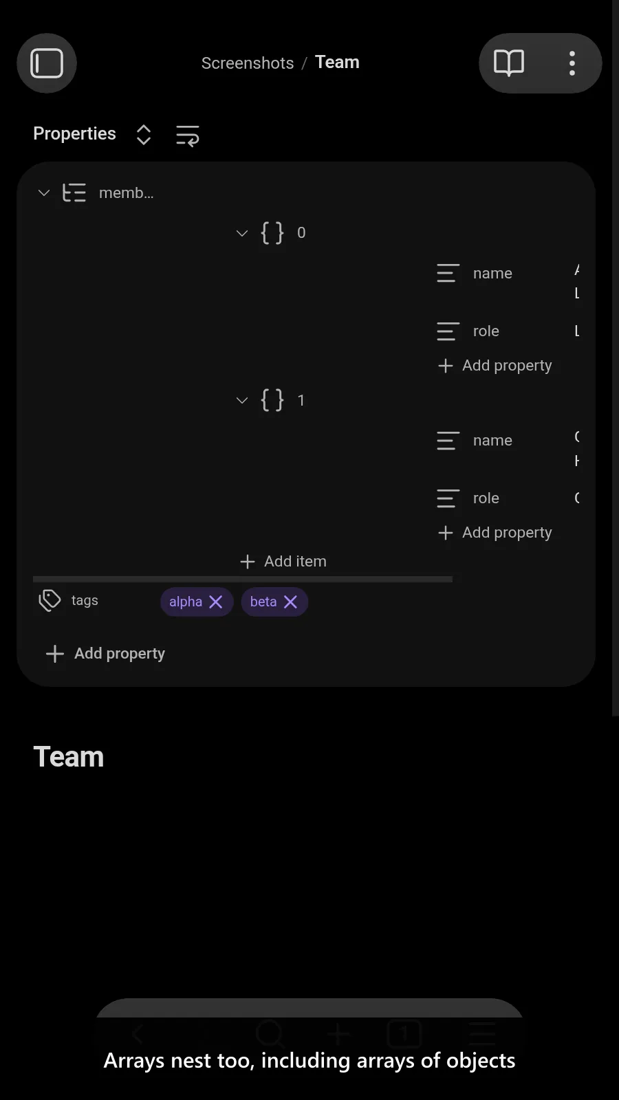 Nested Properties screenshot