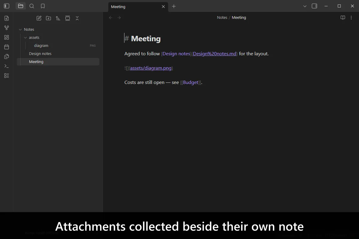 Consistent Attachments and Links screenshot