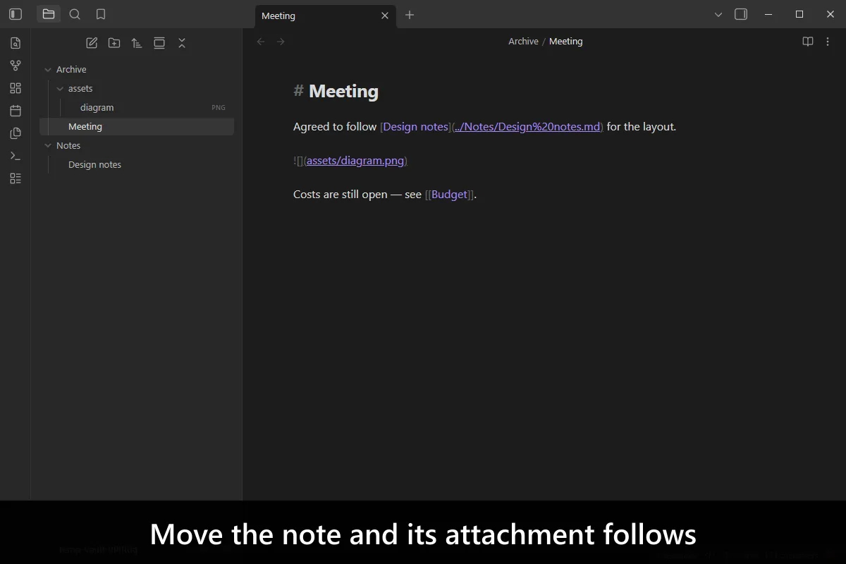 Consistent Attachments and Links screenshot