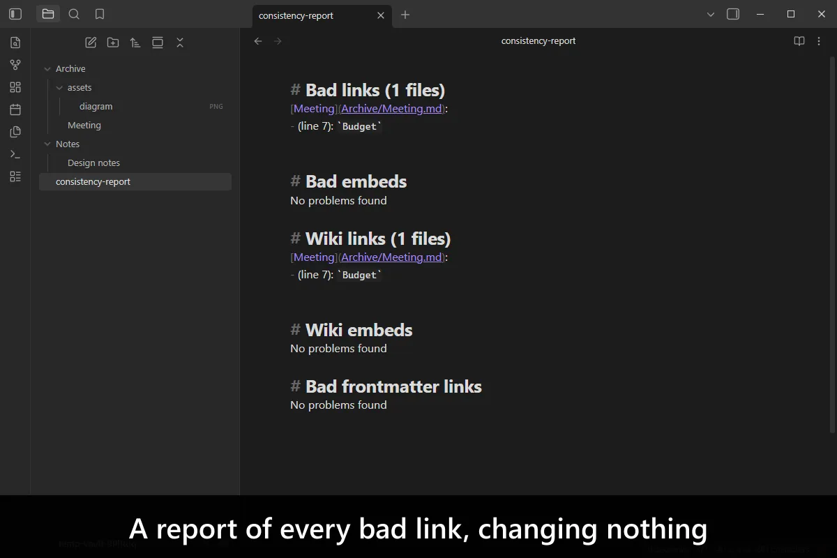 Consistent Attachments and Links screenshot