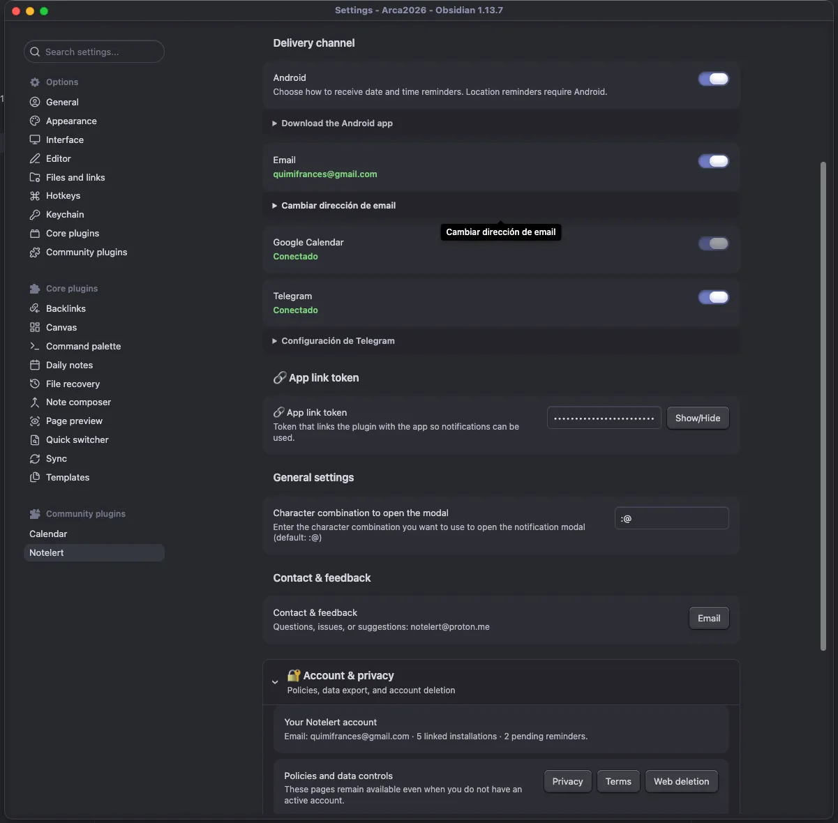Notelert screenshot