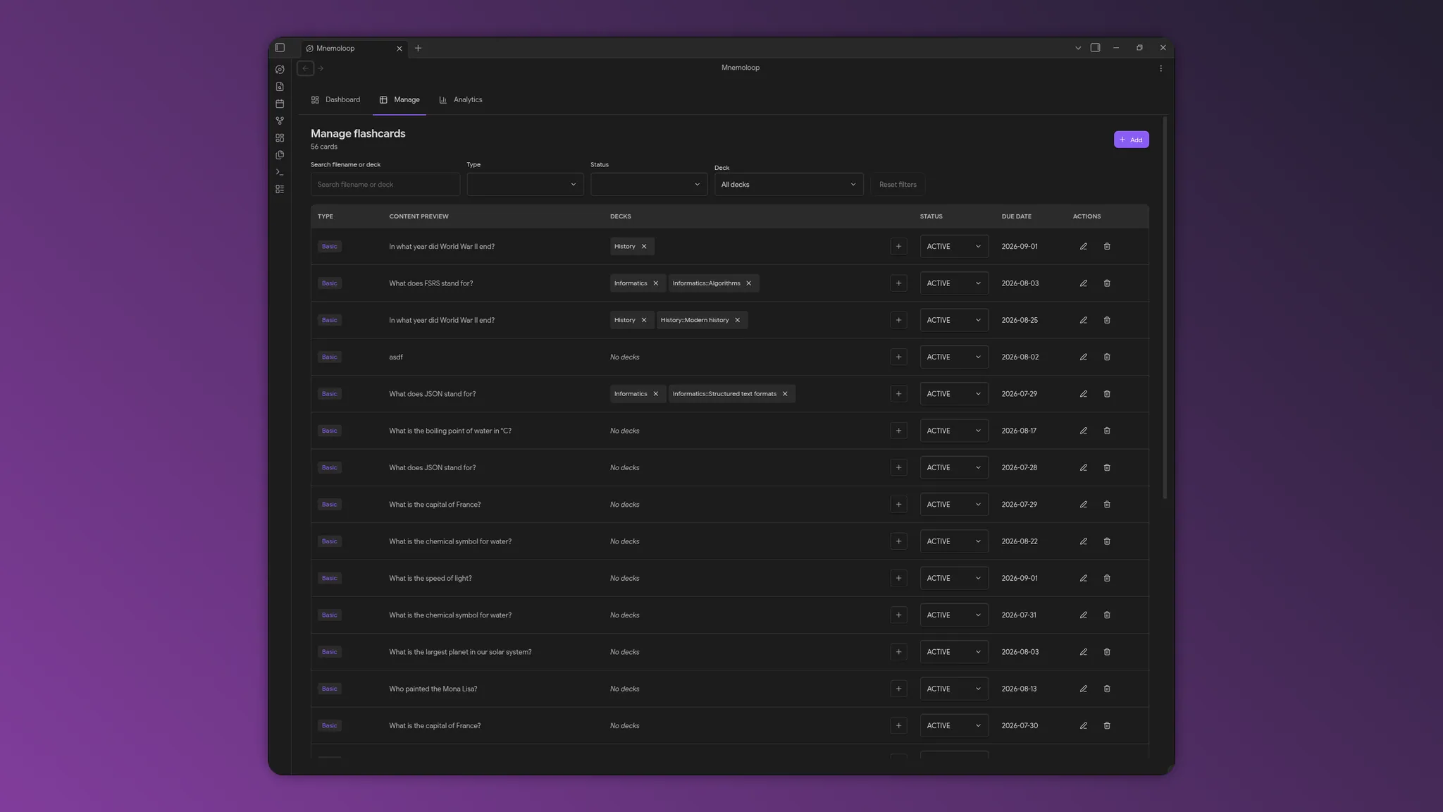 Mnemoloop screenshot