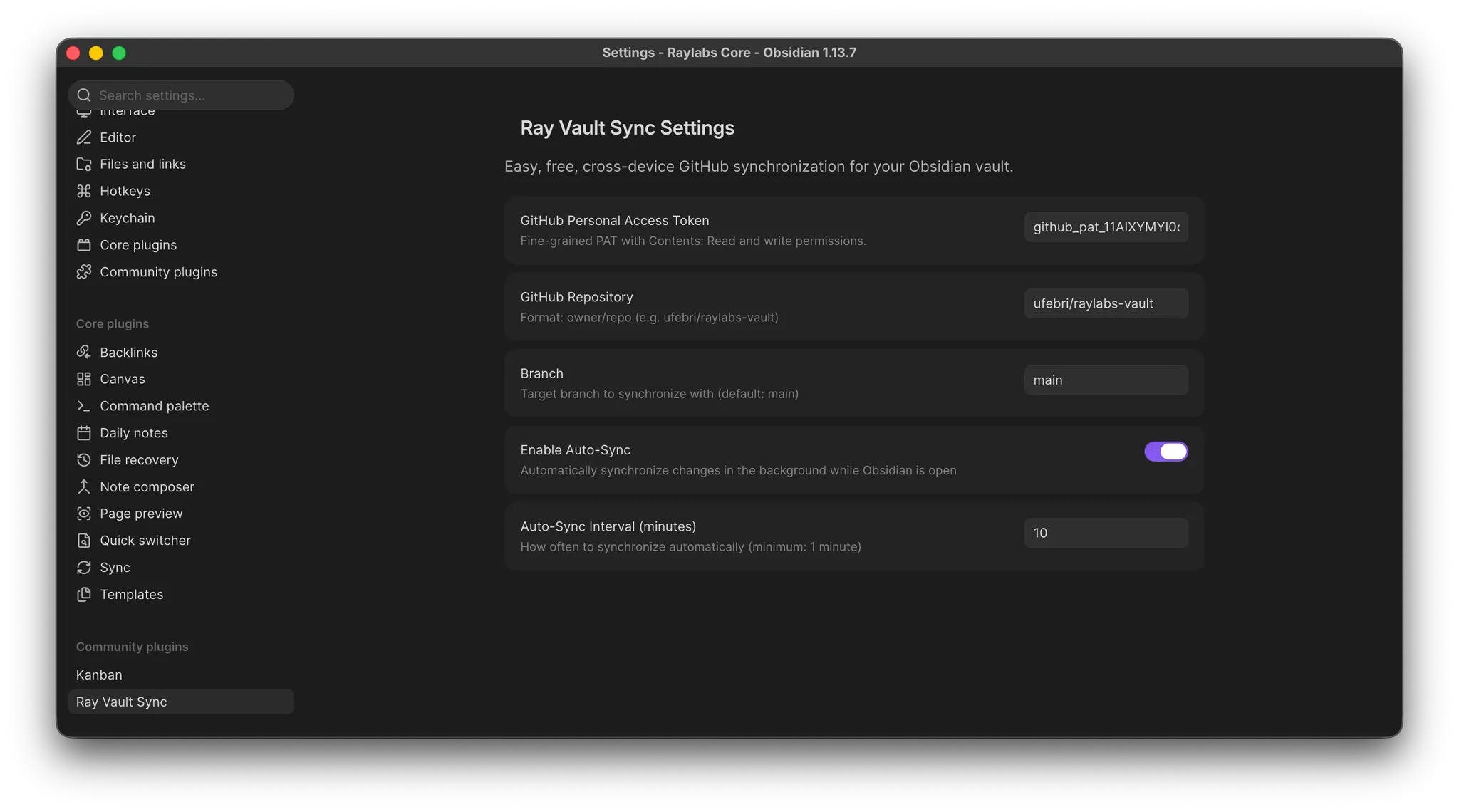 Ray Vault Sync screenshot