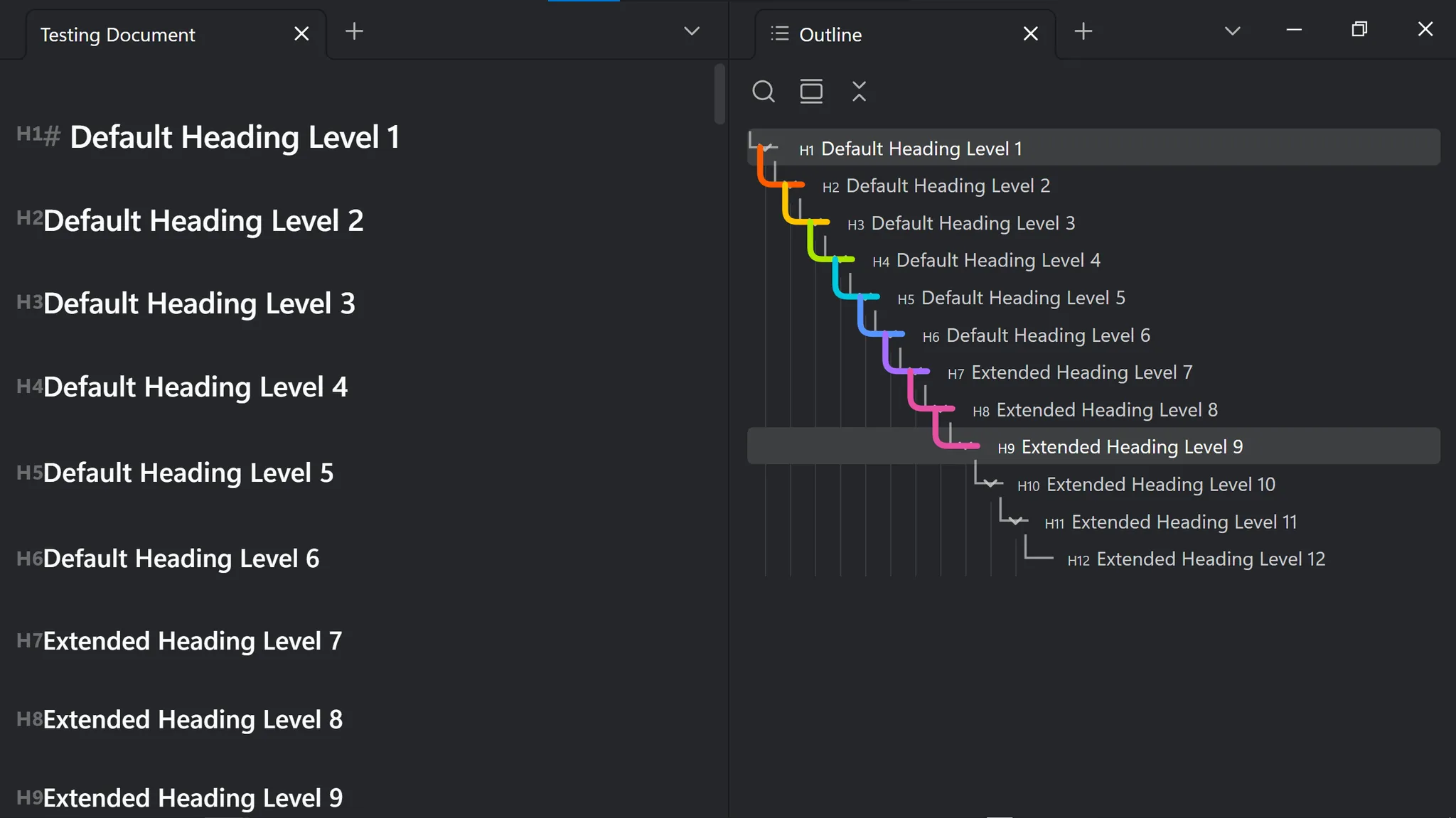 Extended Headings screenshot