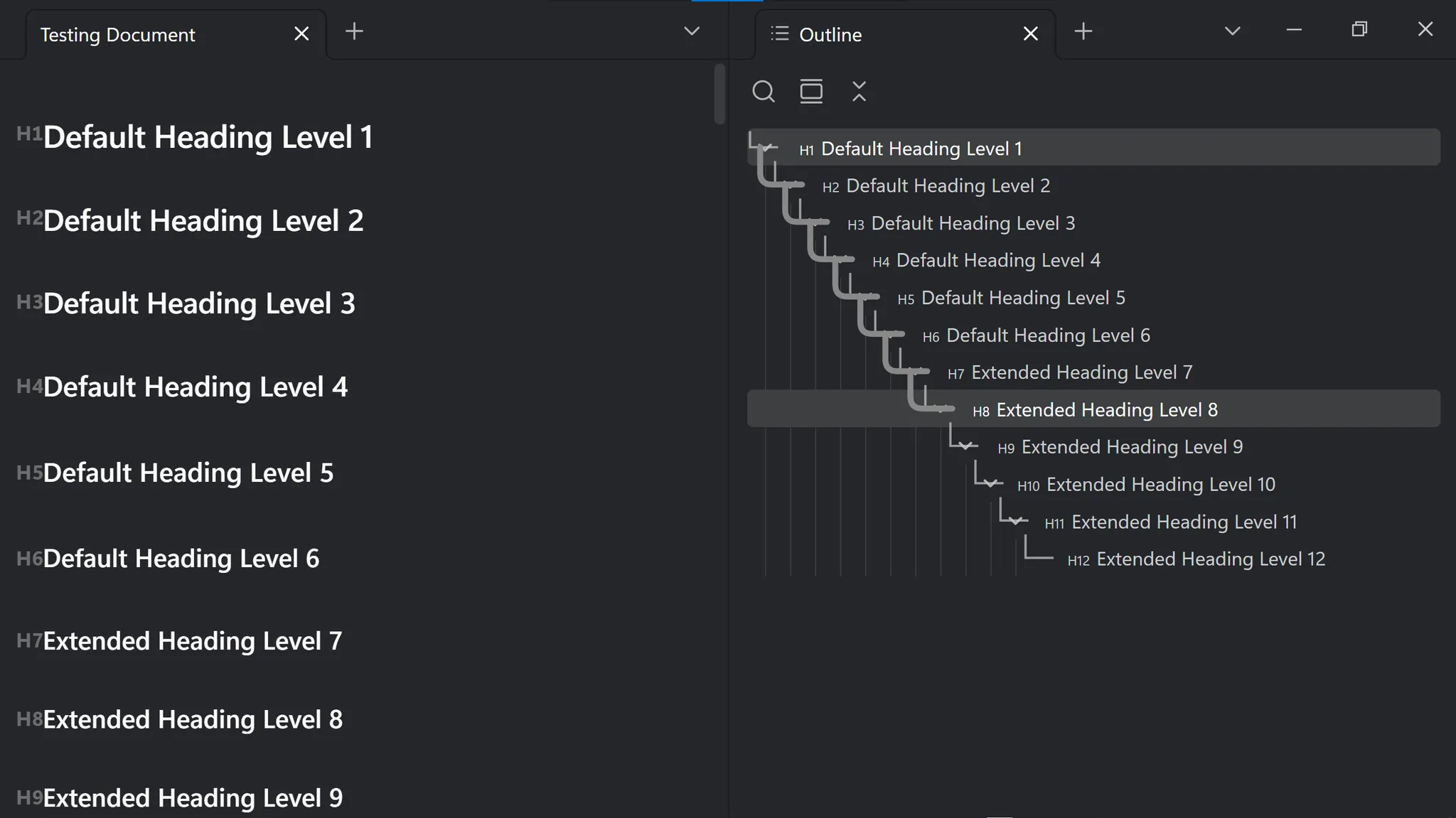Extended Headings screenshot