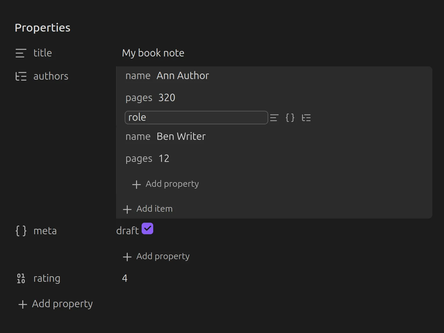 Nested Frontmatter Properties screenshot