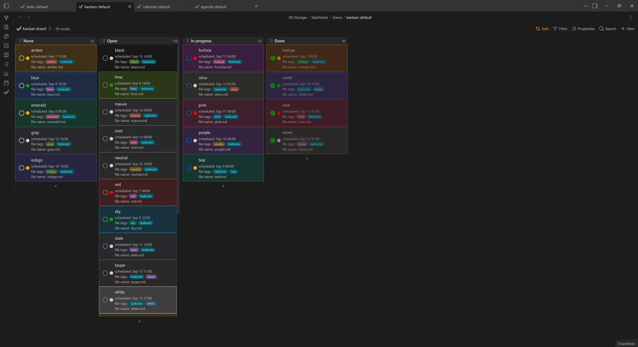 TaskNotes Task Colors screenshot