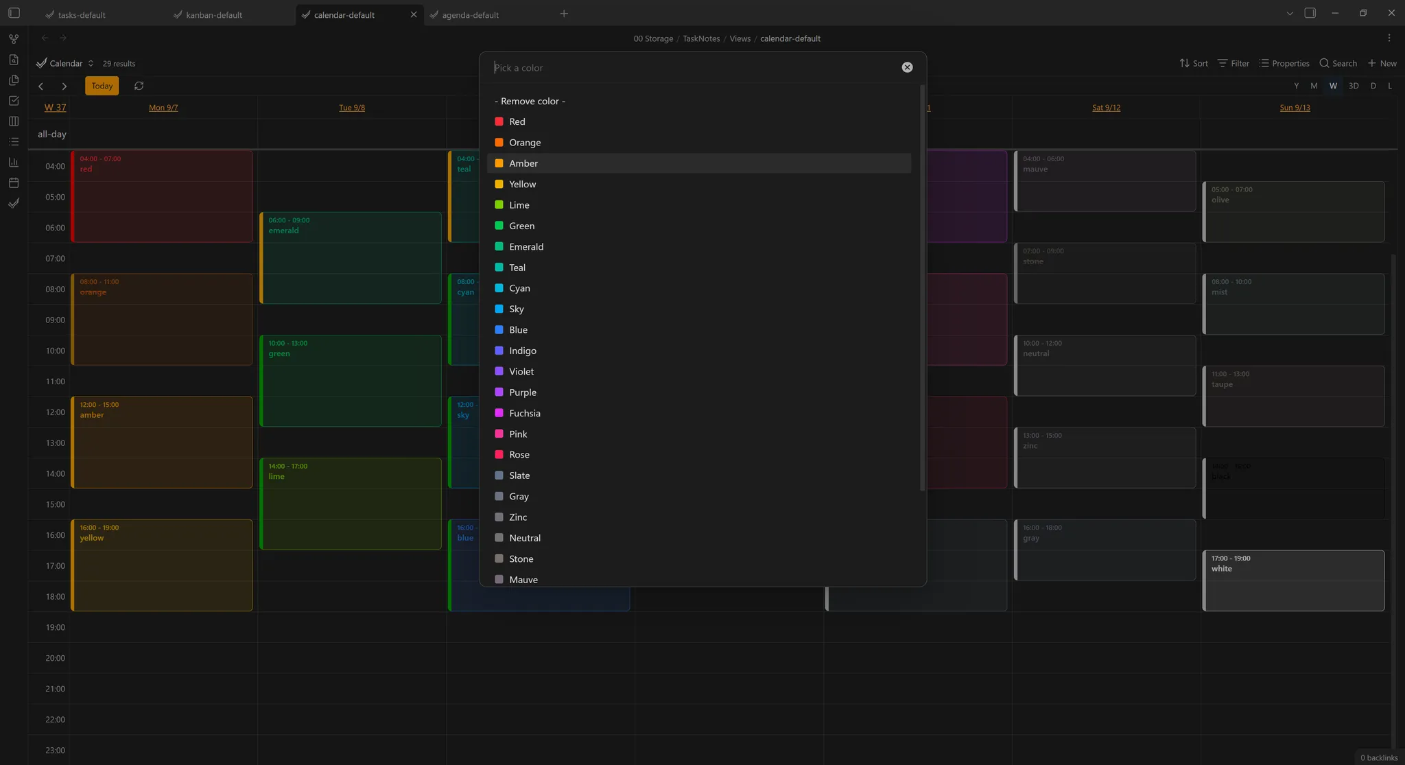 TaskNotes Task Colors screenshot