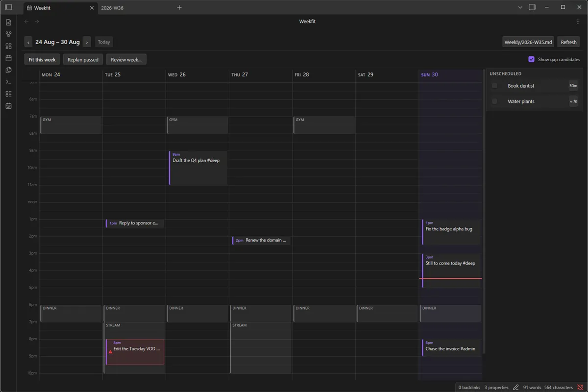 Weekfit screenshot