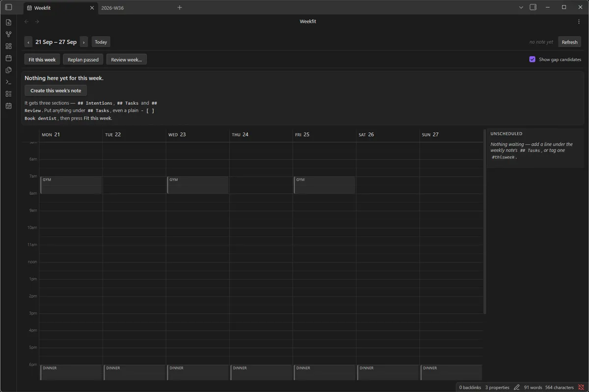 Weekfit screenshot