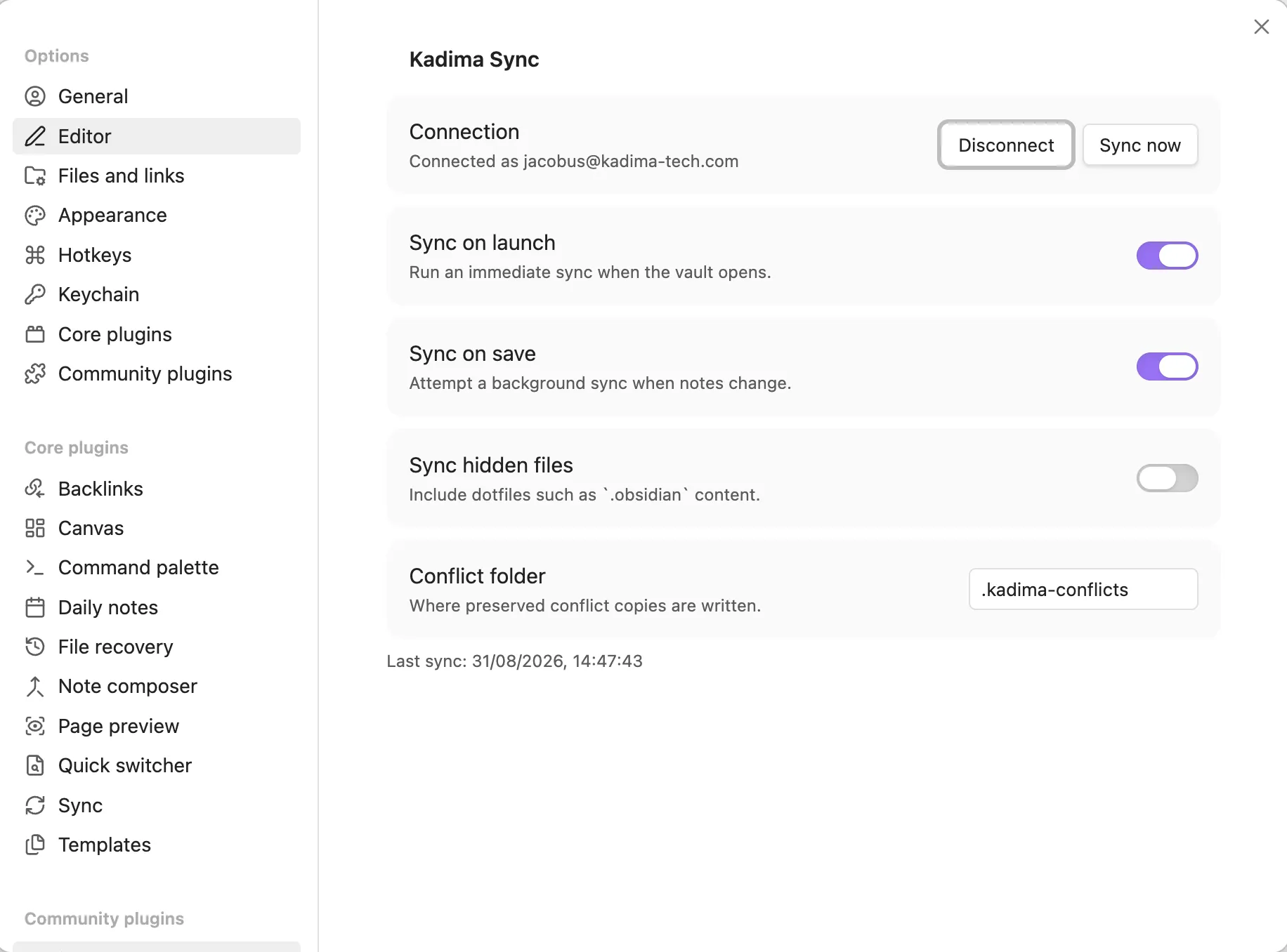 Kadima Sync screenshot