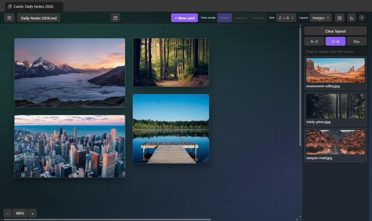 Single File Section Cards screenshot