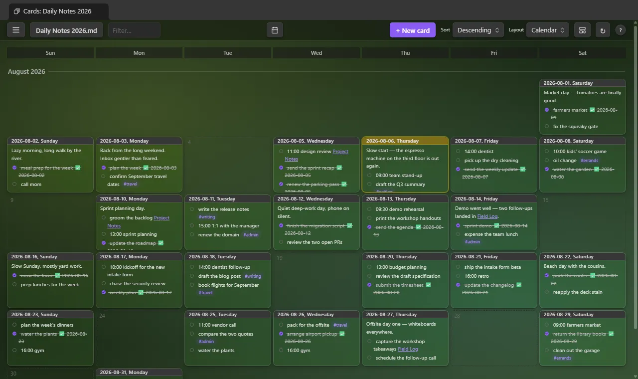 Single File Section Cards screenshot