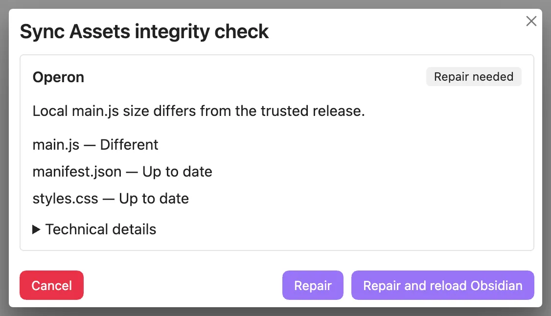 Sync Assets screenshot