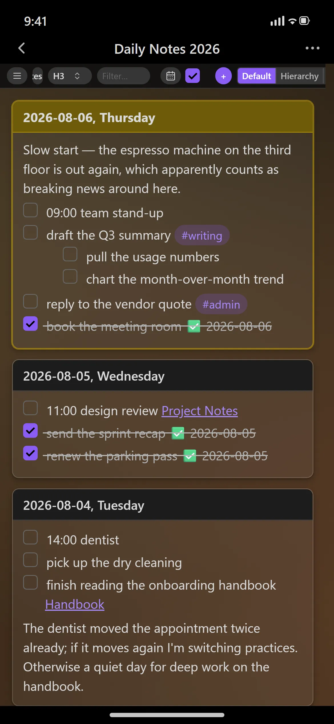 Single File Section Cards screenshot