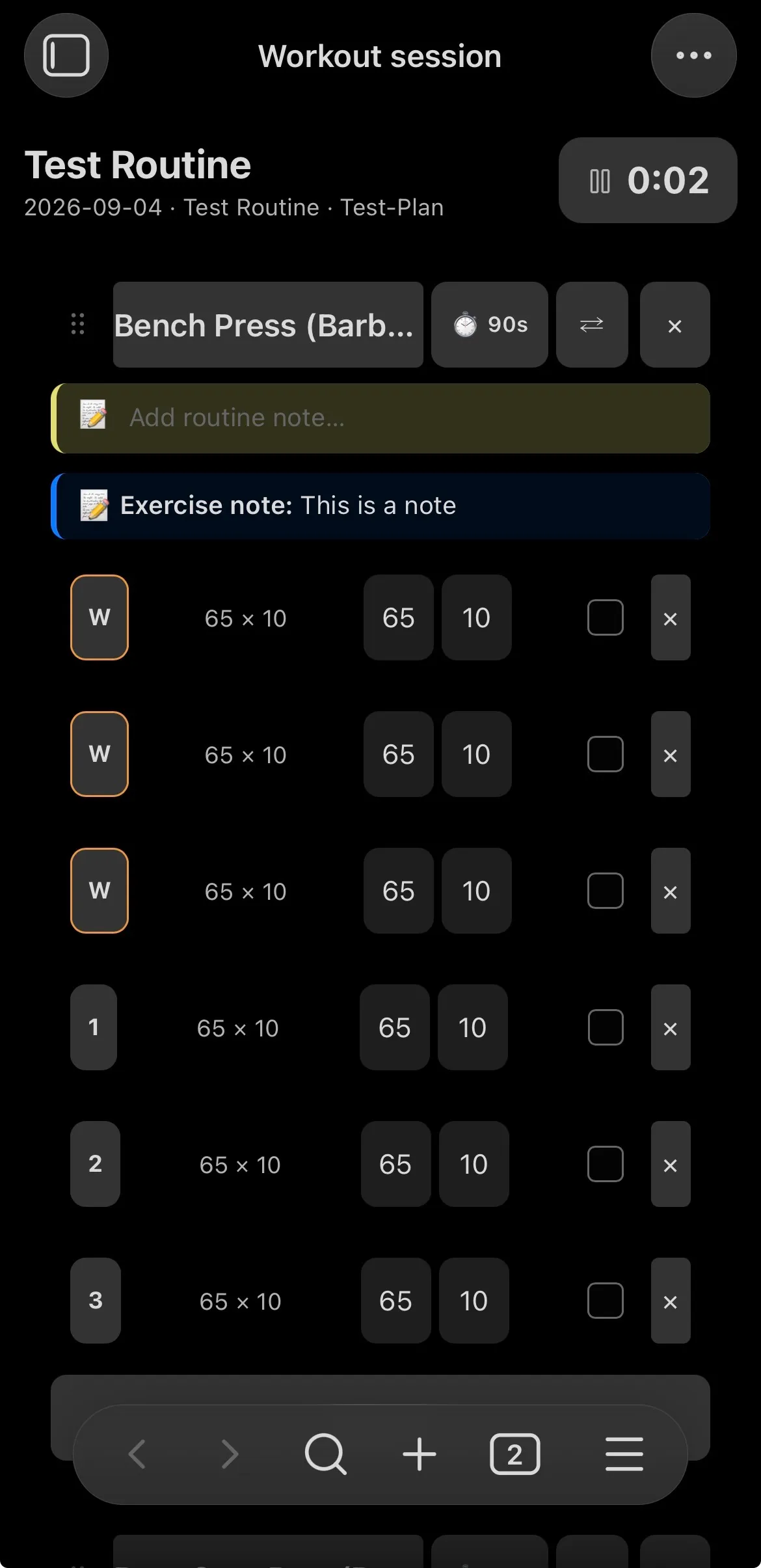 Workout Journal screenshot