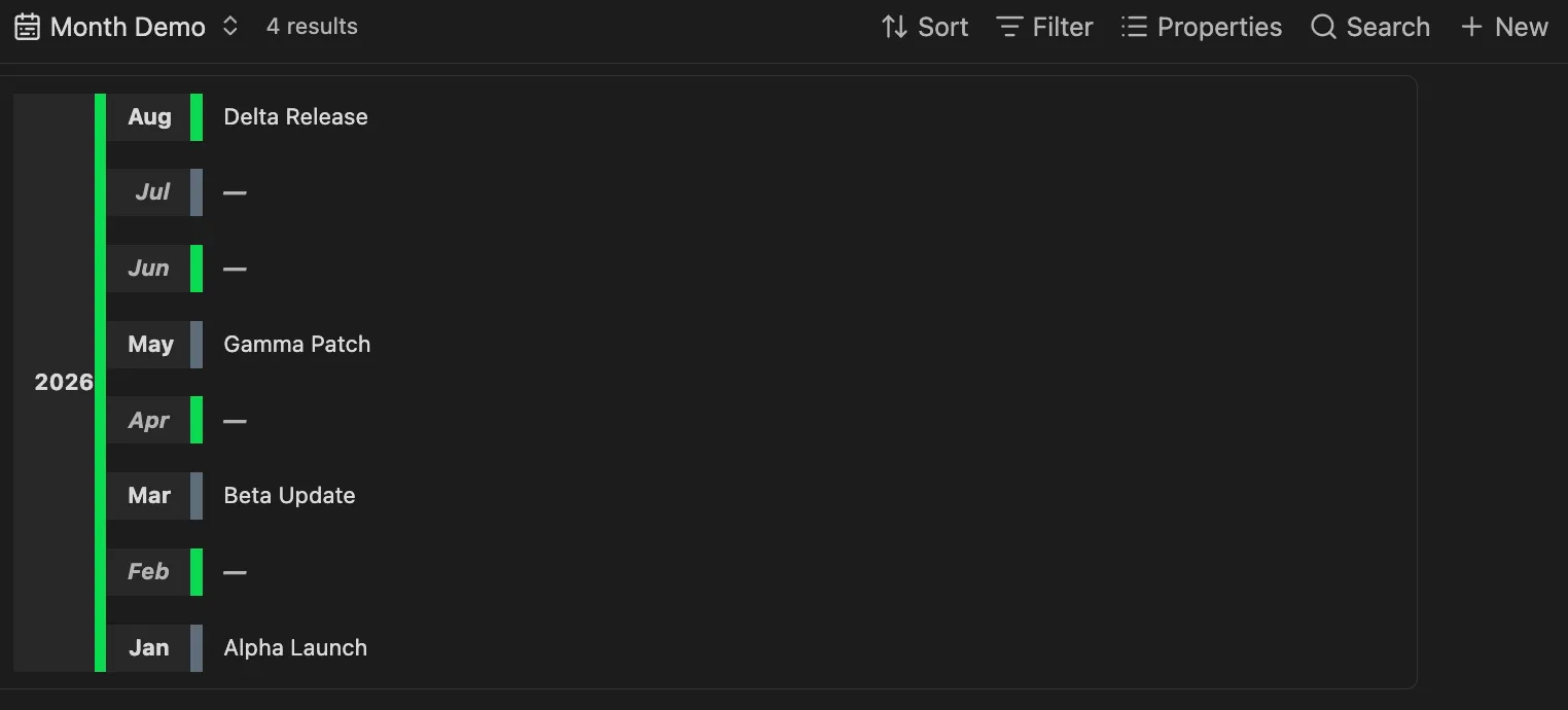 Release Timeline Base View screenshot