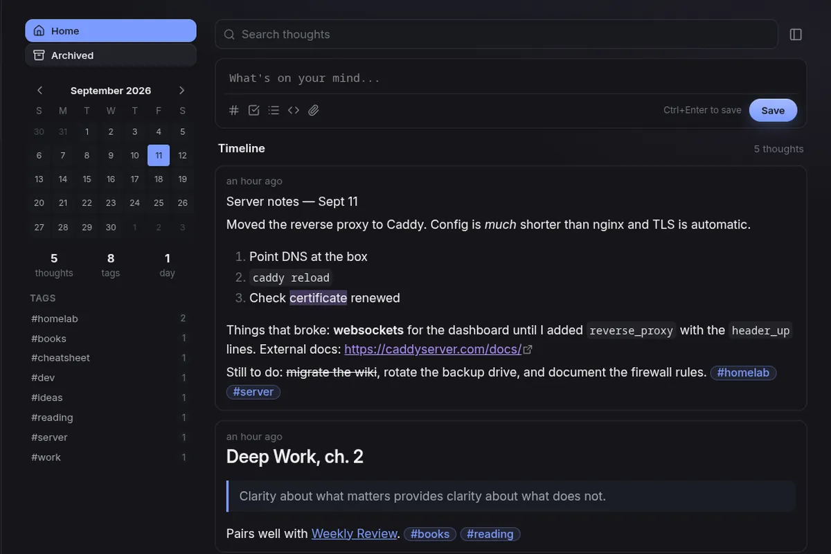 Thoughtbin screenshot