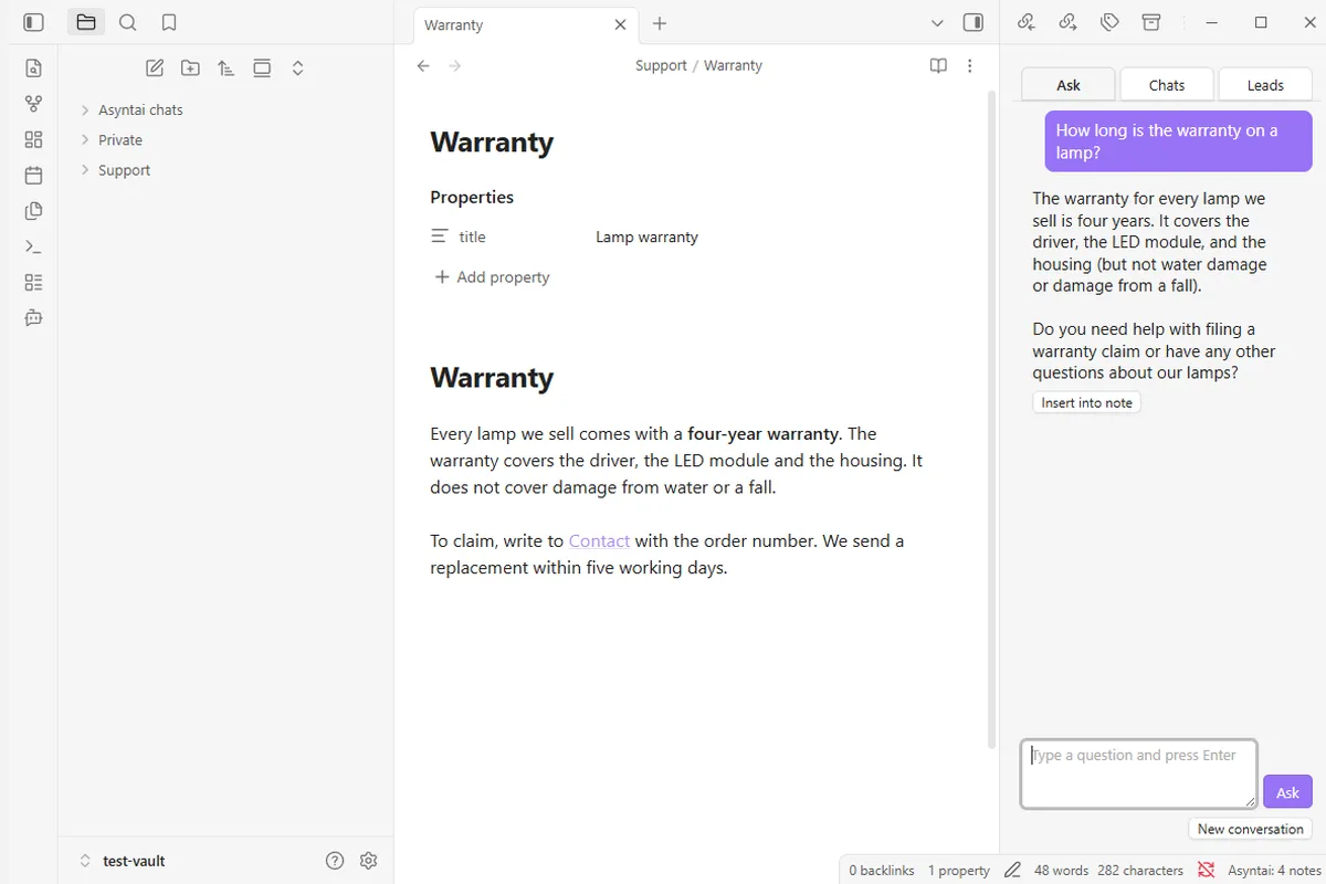 Asyntai AI Chatbot screenshot