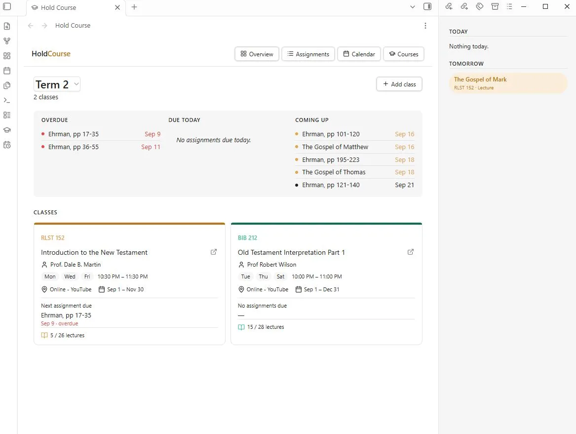 Hold Course screenshot