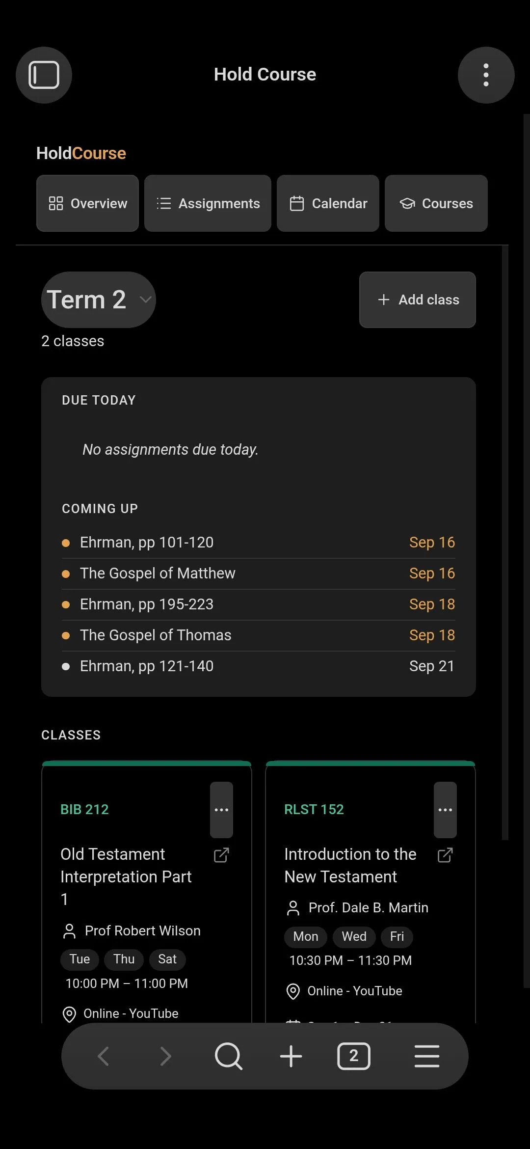 Hold Course screenshot