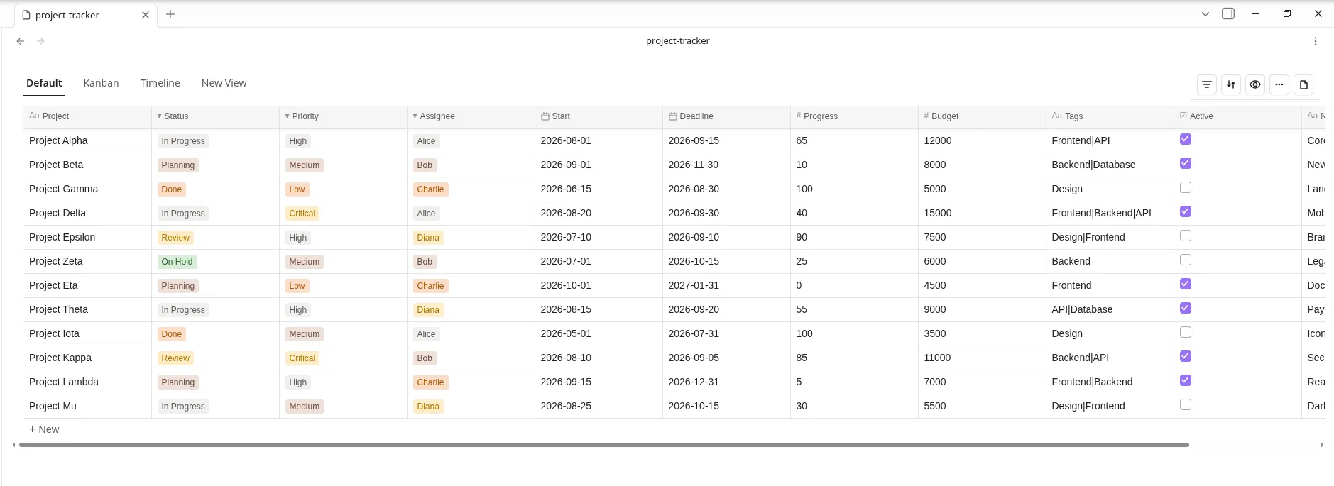 Rowbase screenshot