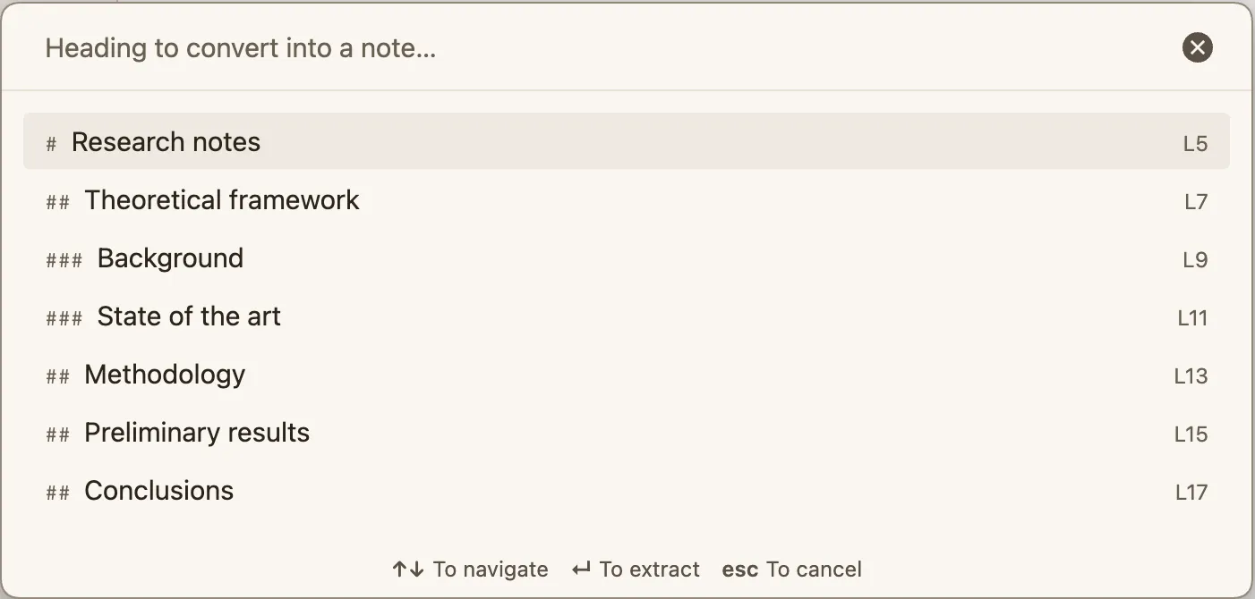 Heading to Note screenshot