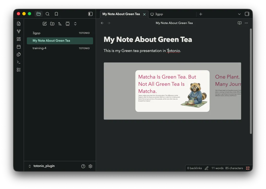 Totonio Presentation screenshot