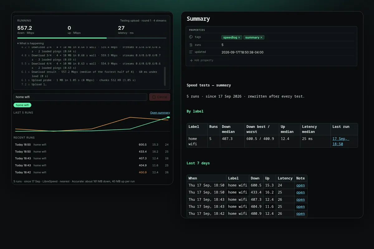 Speedlog screenshot