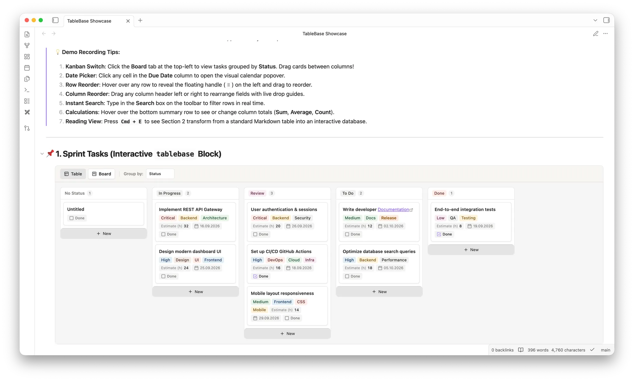 TableBase screenshot