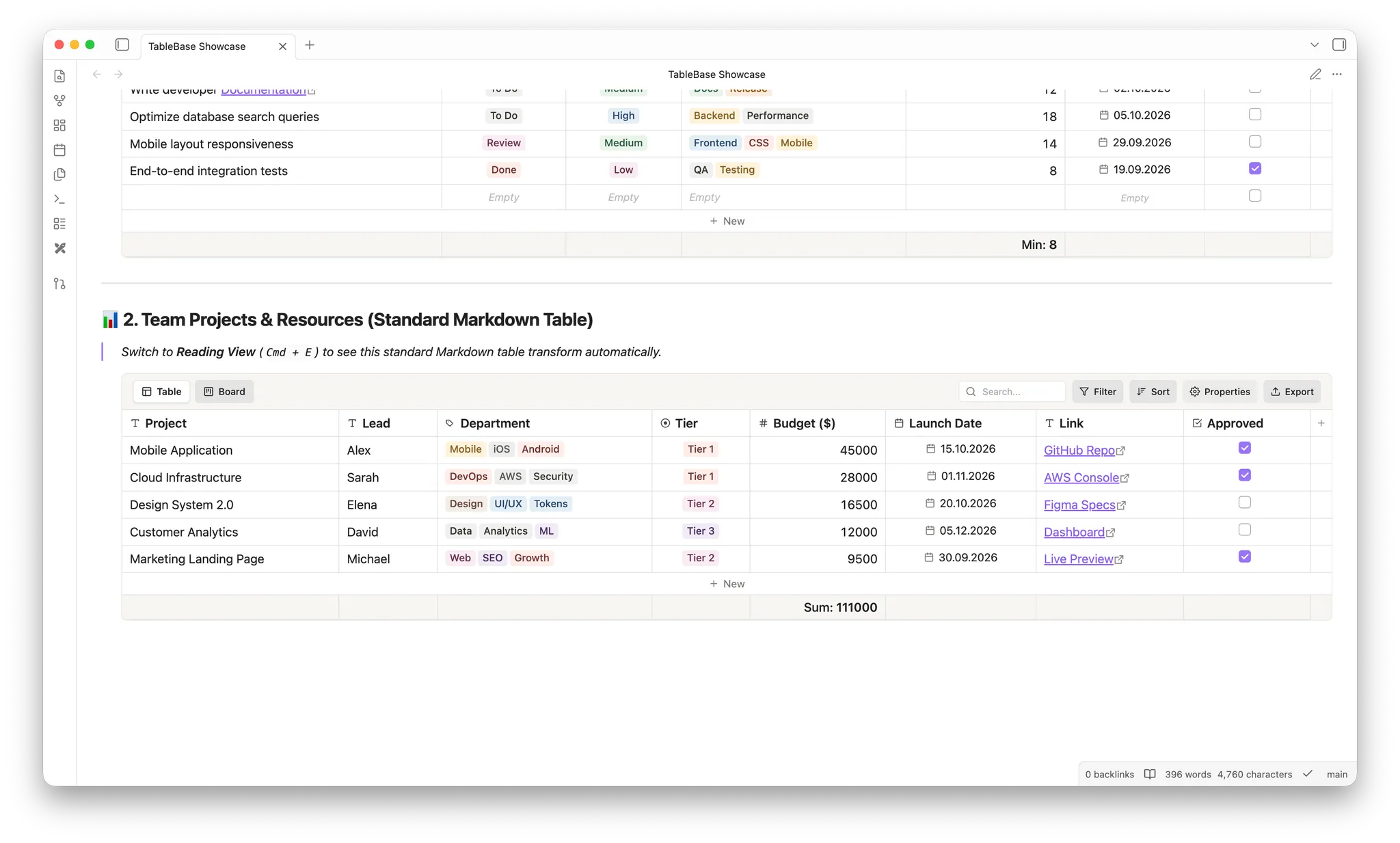 TableBase screenshot