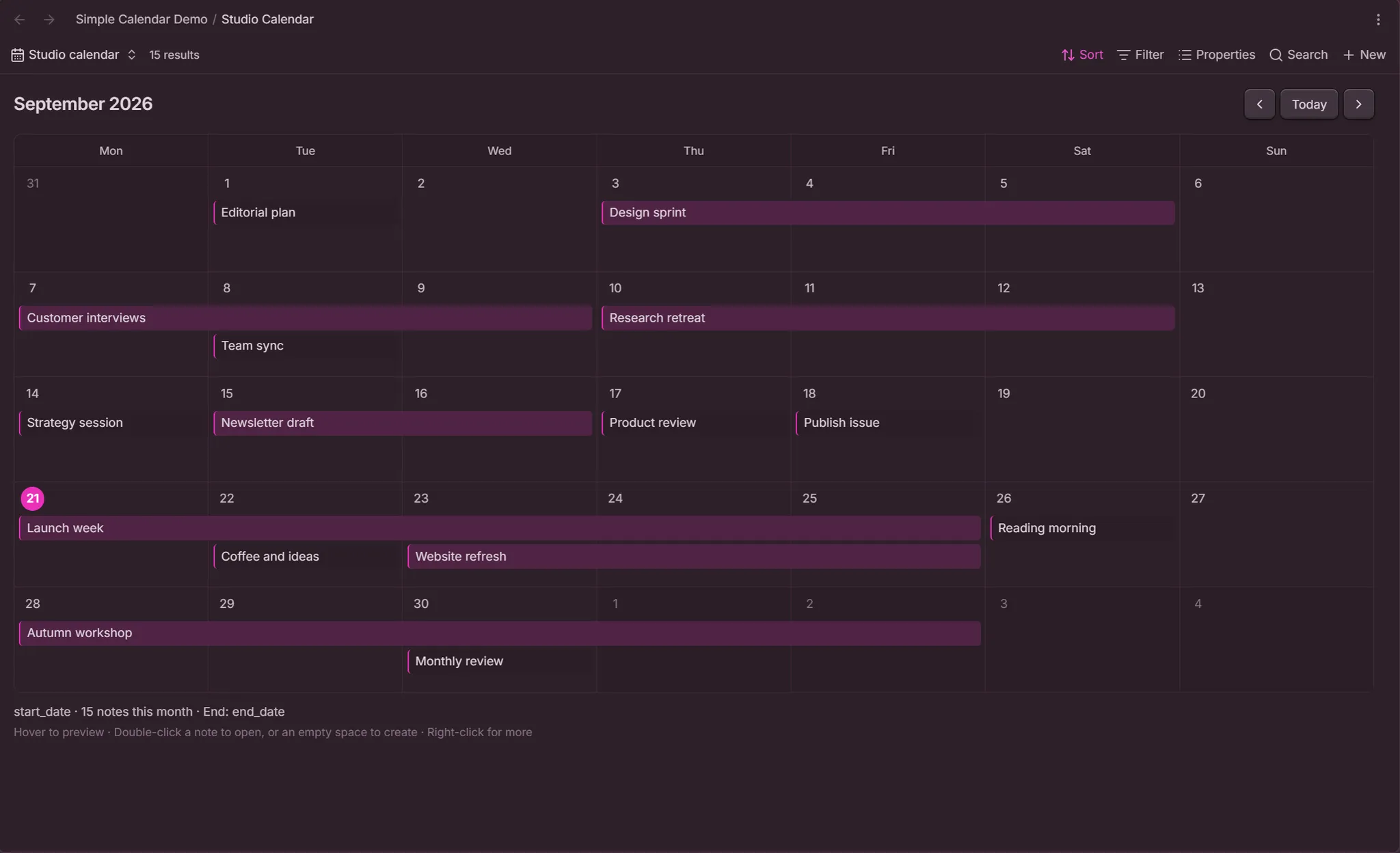 Just Simple Calendar screenshot