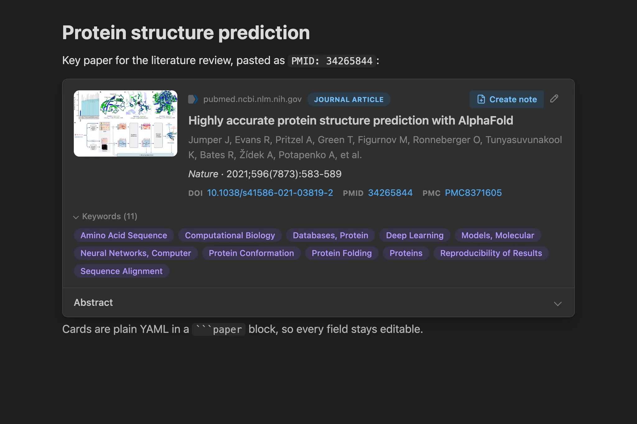Scientific Article Card screenshot