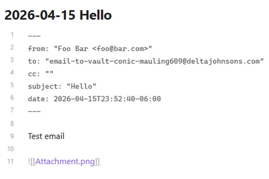 Email to Vault screenshot