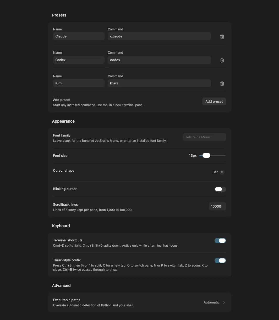 Sidebar Terminal screenshot