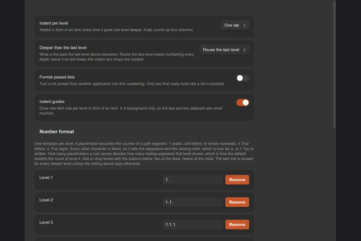 Multilevel Number Indent screenshot