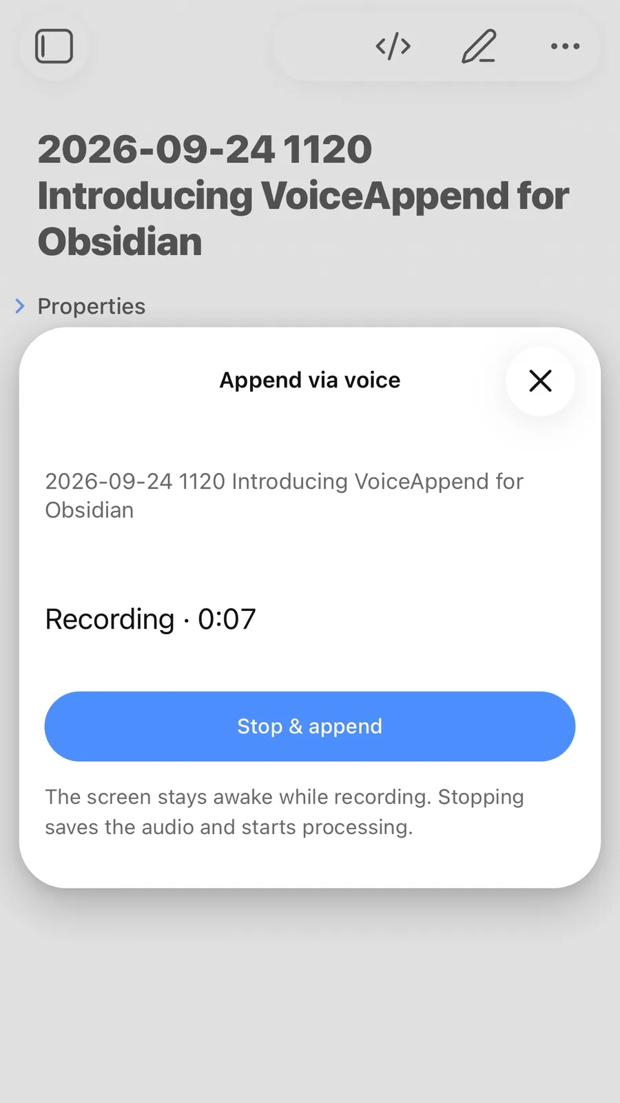 Voice Append screenshot
