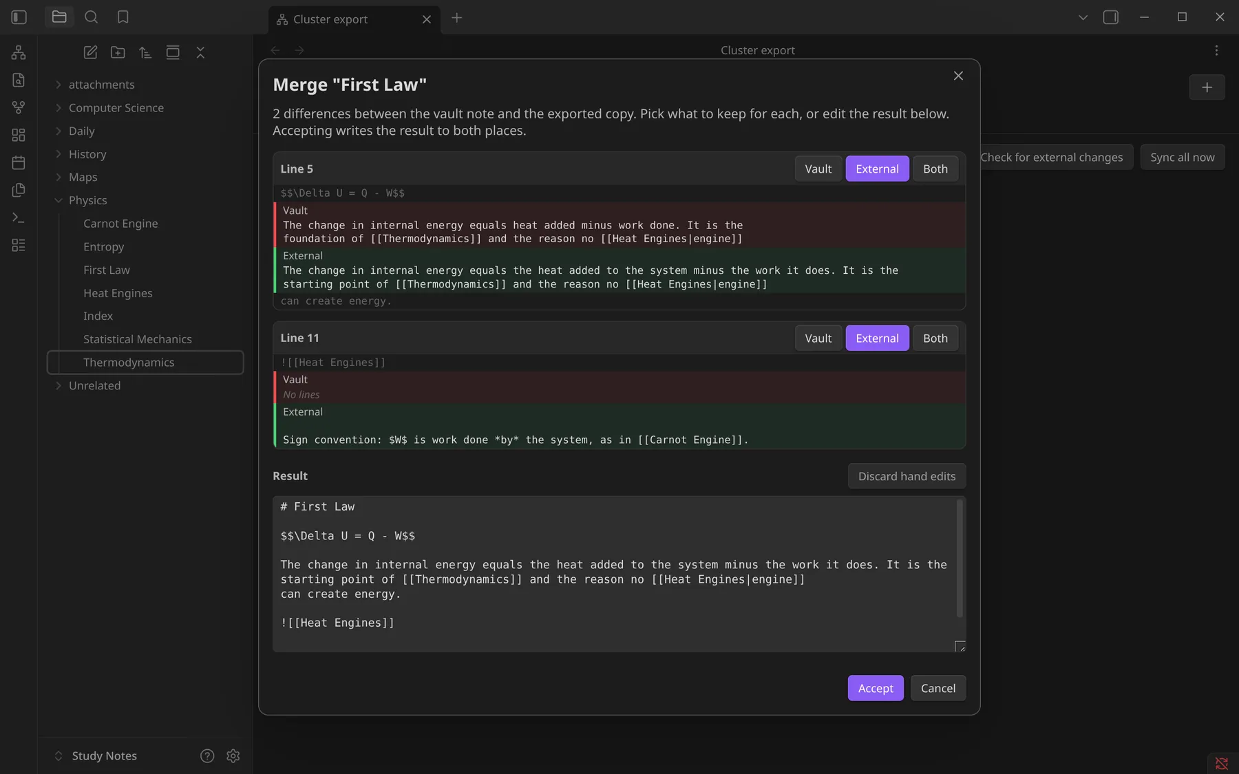 Cluster Export screenshot