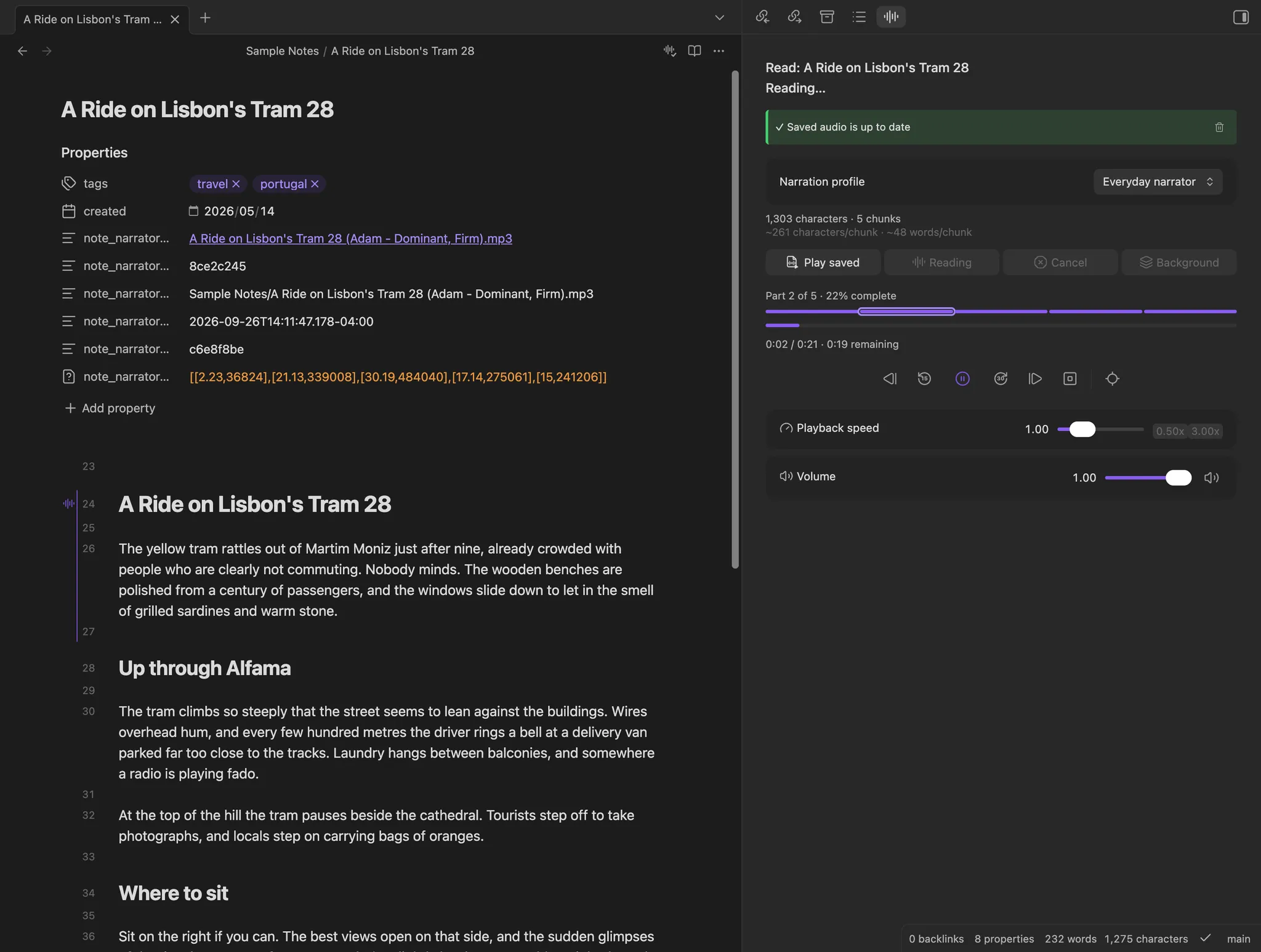Note Narrator screenshot