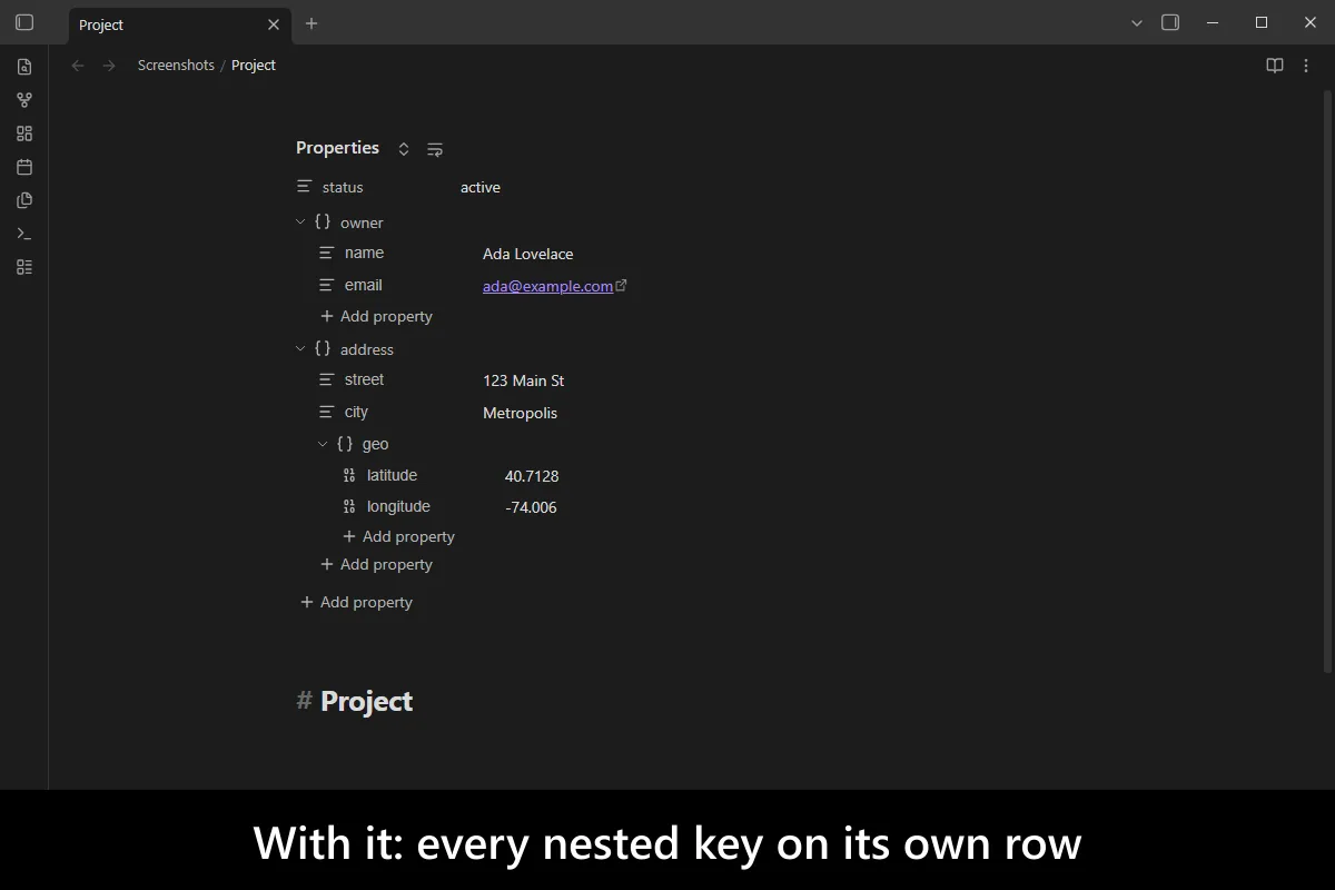 Nested Properties screenshot