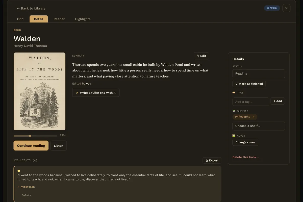 Reading Vault screenshot