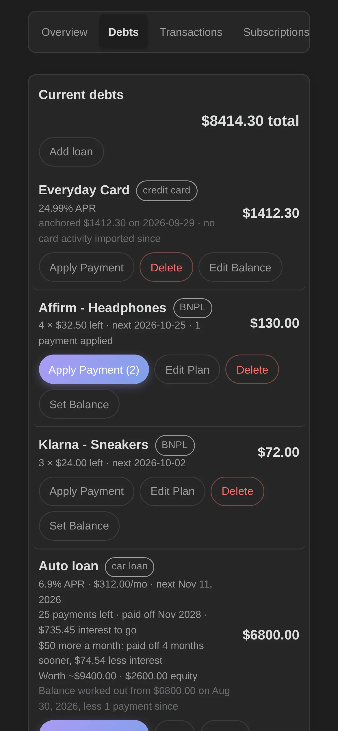 Budget Tracker screenshot