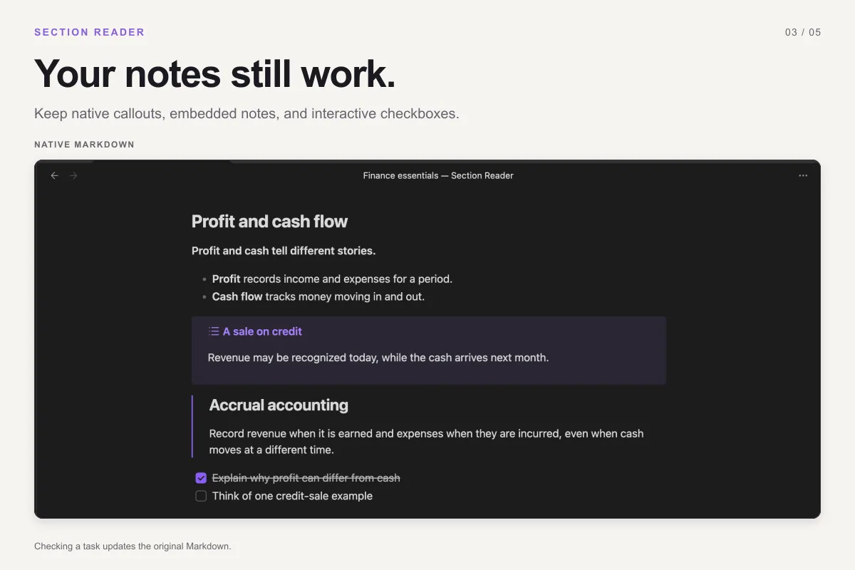 Section Reader screenshot