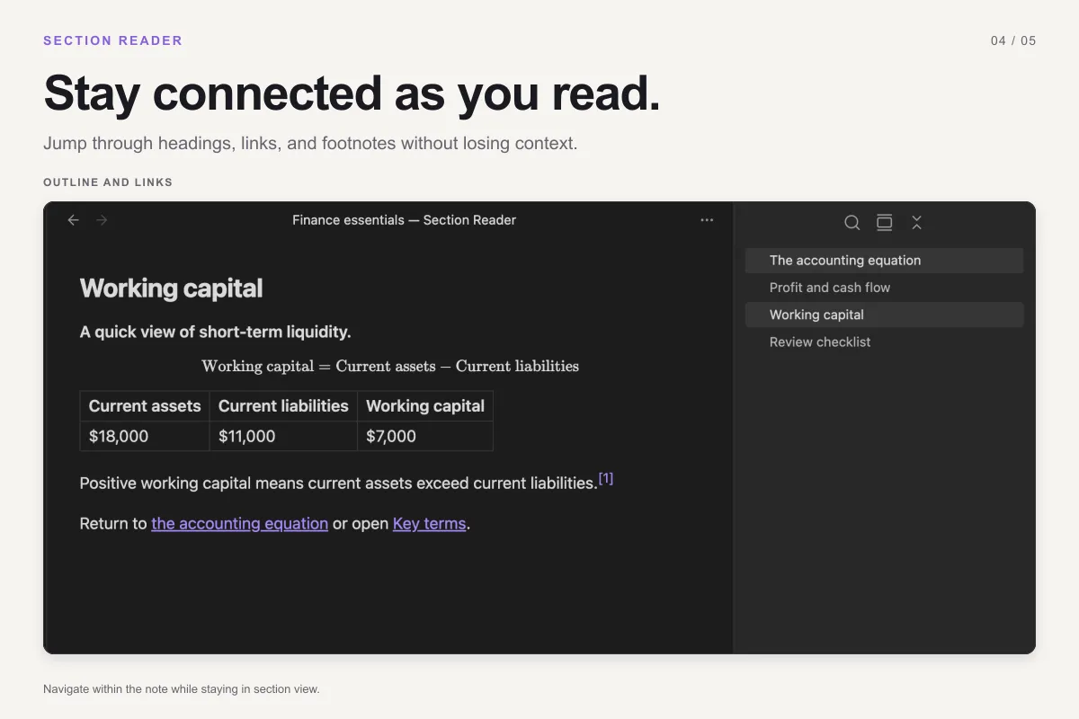 Section Reader screenshot