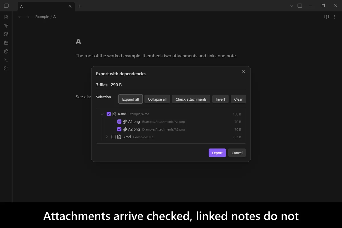 Advanced Markdown Export screenshot